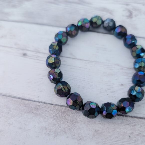 Vintage Stretch Bracelet Dark Multi Colored - Fair Condition - Picture 5 of 8